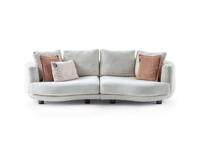 Designer Modern Living room 3-Seater Sofa White Solid Color Luxury Style Fabric Sofa